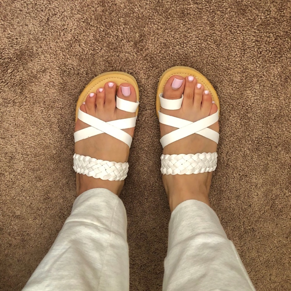 White & Pale Green Sandals from Mexico